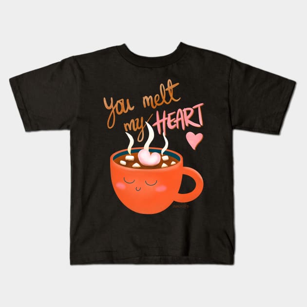 You Melt My Heart - Hot Chocolate with Marshmallow Kids T-Shirt by Snacks At 3